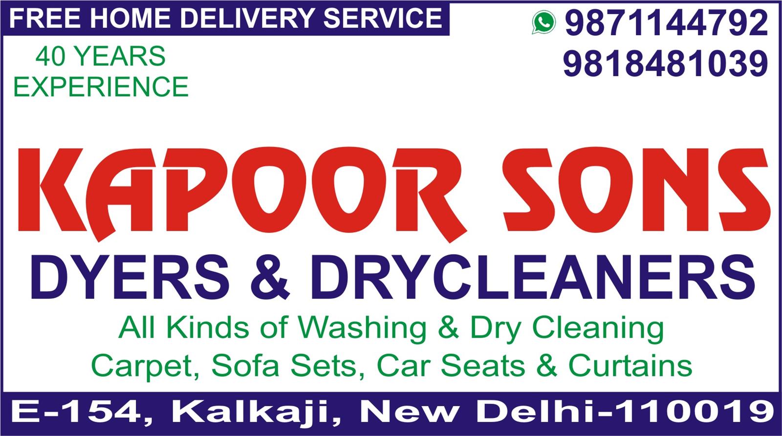 KAPOOR SONS DYERS & DRYCLEANERS
